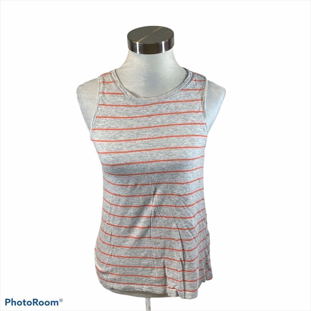 Banana Republic Grey and Coral Striped Tank Top XS